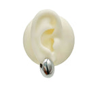 Dual Side Oval Glossy Silver Anti Tarnish Oval Stud Hoop Earring Bulk
