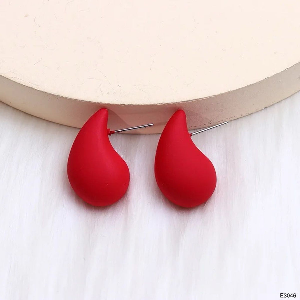 Resin Tear Drop Red Silver Anti Tarnish Stud Earring For Women Bulk