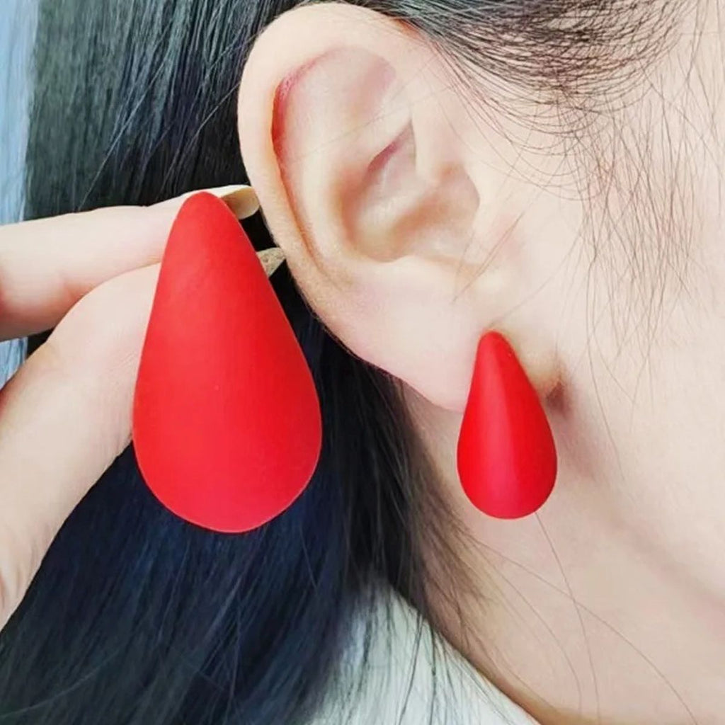 Resin Tear Drop Red Silver Anti Tarnish Stud Earring For Women Bulk