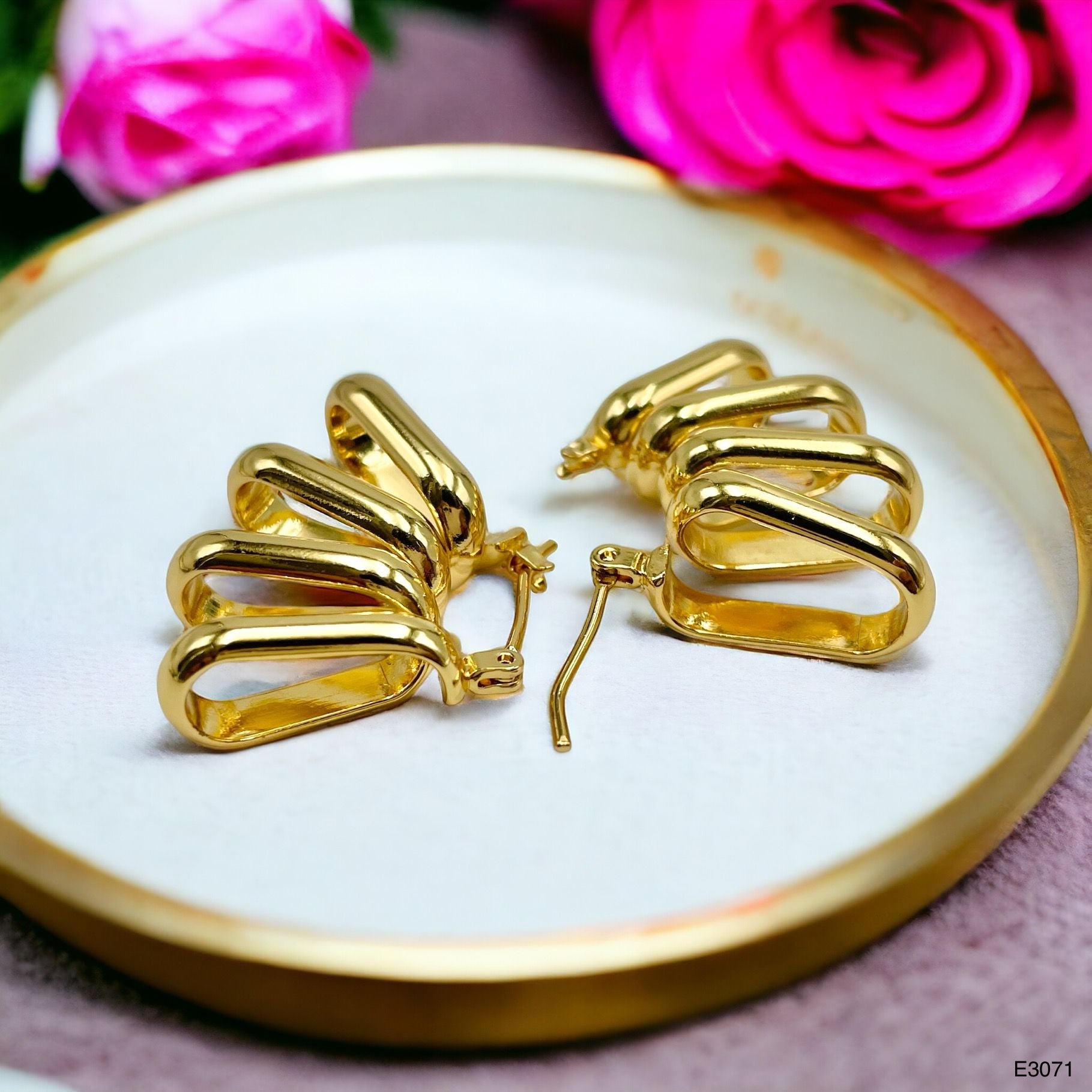 Four Layer 18K Gold Anti Tarnish Hoop Earring Pair For Women Bulk