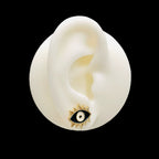Oval Evil Eye Eyelash Blue Gold Copper Enamel Stud Earring Pair Bulk