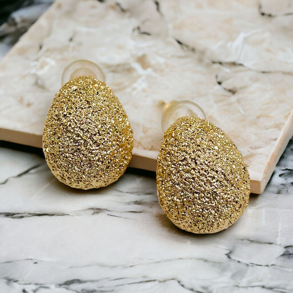 Frosted Ball CZ 18K Gold Anti Tarnish Stud Earring Pair Bulk Main image