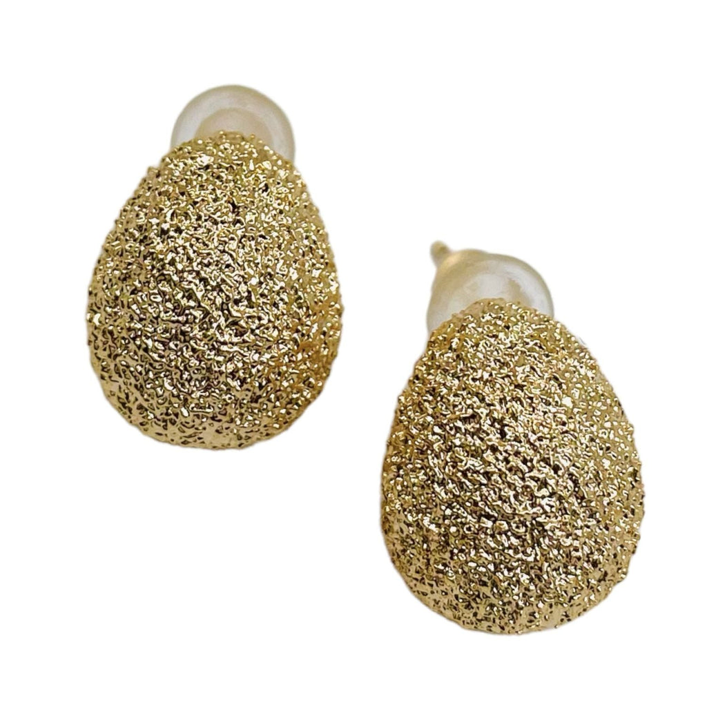 Frosted Ball CZ 18K Gold Anti Tarnish Stud Earring Pair Bulk