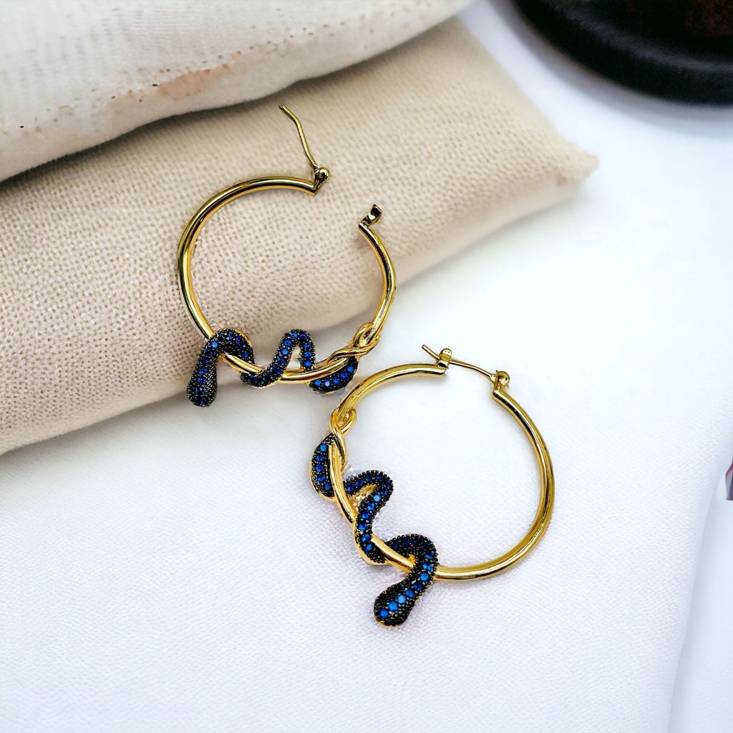 Snake 18K Gold Plated Anti Tarnish Cubic Zirconia Hoop Earring Bulk