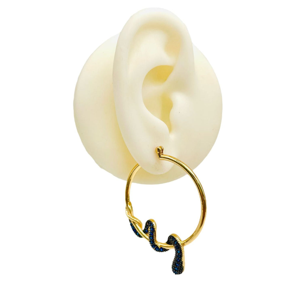 Snake 18K Gold Plated Anti Tarnish Cubic Zirconia Hoop Earring Bulk