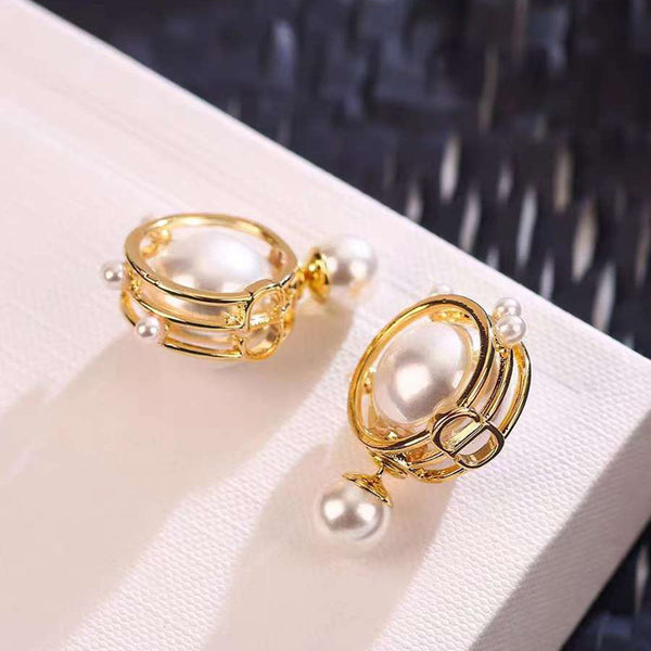 Ball Pearl 18K Gold Anti Tarnish Stud Drop Earring For Women Bulk Main image