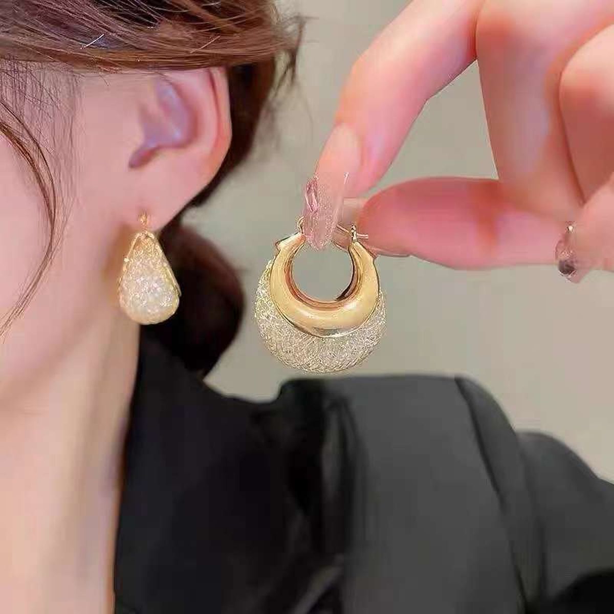 Stylish 18K Gold Anti Tarnish Hoop Earring Girl For Women Bulk