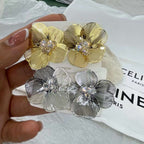 Filigree Flower Cubic Zirconia 18K Gold Anti Tarnish Stud Earring Bulk