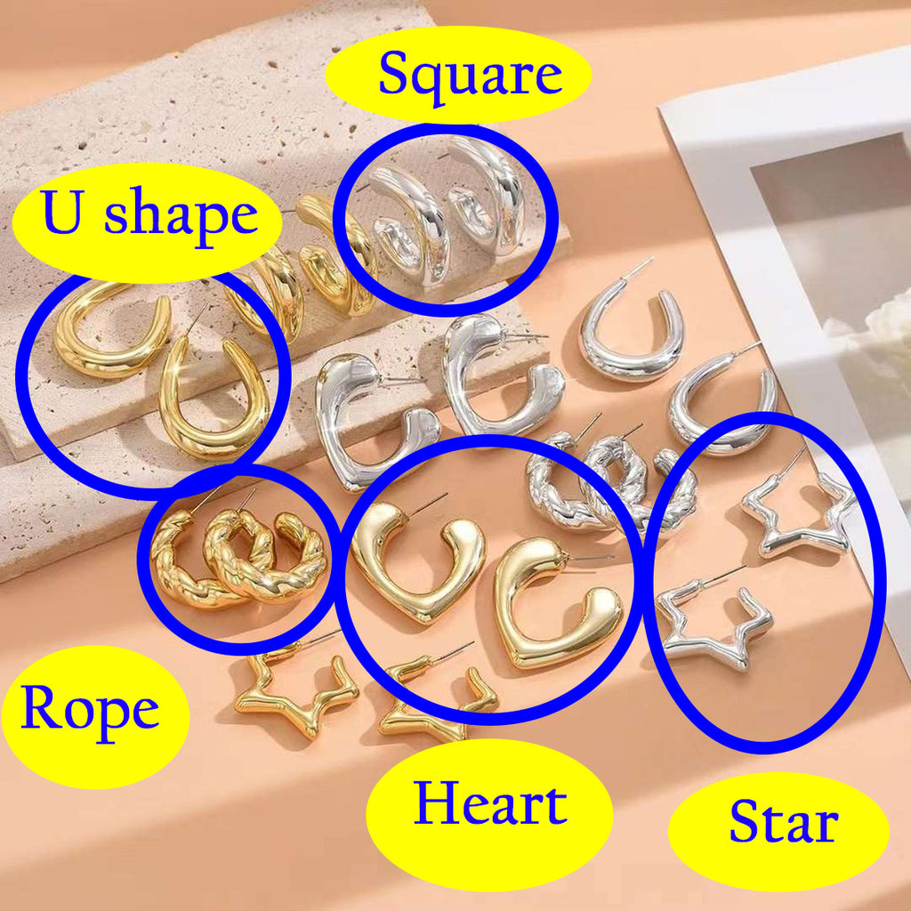 Glossy Square 18K Gold Anti Tarnish Hoop Earring For Women Bulk