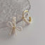 Ribbon Bow Pearl White 18K Gold Anti Tarnish Hoop Earring Women Bulk