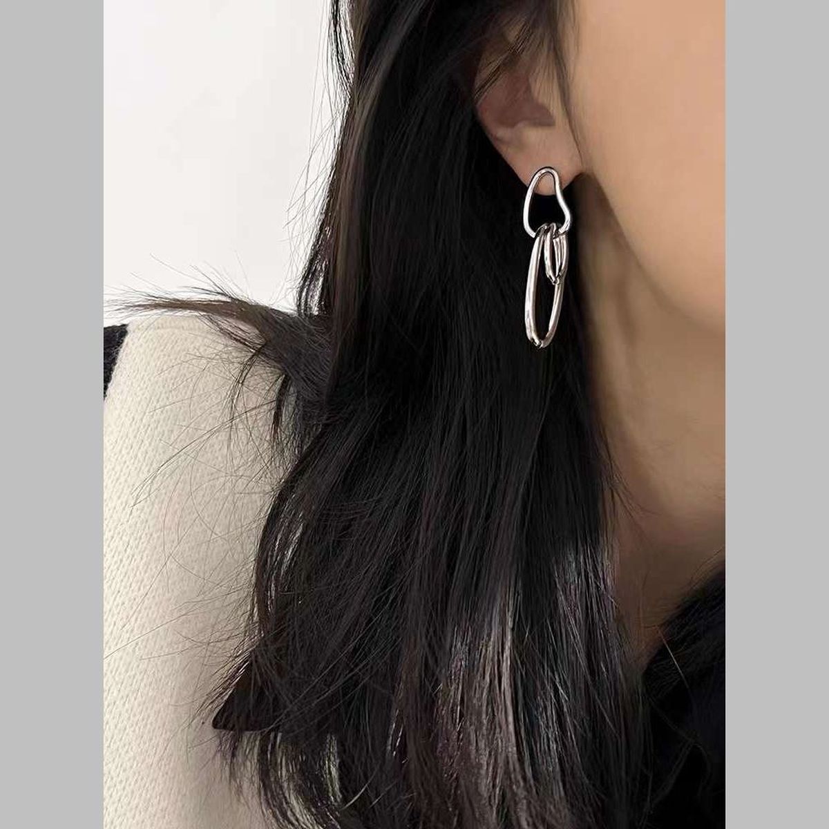 Chain Silver Anti Tarnish Dangler Drop Earring For Women Bulk Secondary image