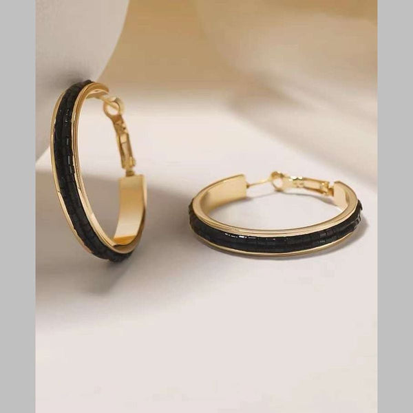 Simple Enamel Black 18K Gold Anti Tarnish Hoop Earring For Women Bulk Main image
