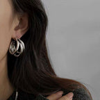 Stylish Copper Gold Triple Hoop Earring Pair Women Bulk