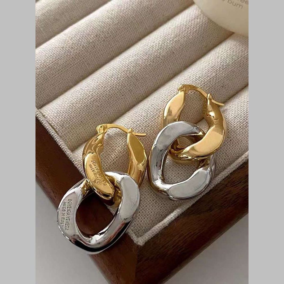 Curb Chain 18K Gold Silver Anti Tarnish Dangler Hoop Earring Bulk