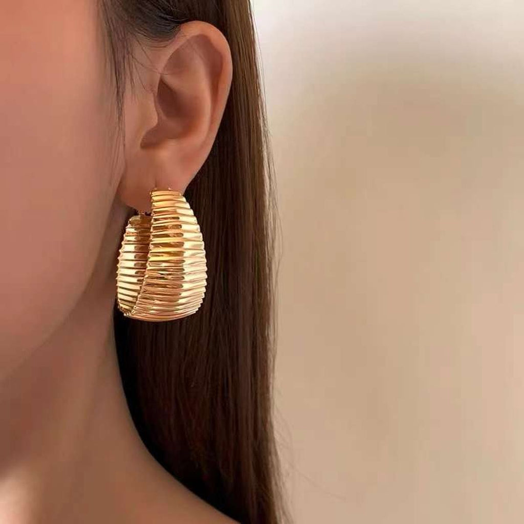 Textured Thick Silver Anti Tarnish Hoop Earring For Women Bulk