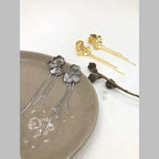 Flower Snake Chain 18K Gold Anti Tarnish Dangler Tassel Earring Bulk