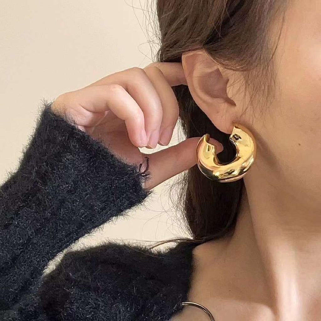 Glossy 18K Gold Anti Tarnish Hoop Earring For Women Bulk