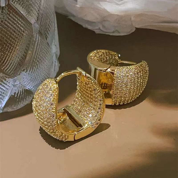 Triangle Cubic Zirconia 18K Gold Anti Tarnish Hoop Earring Women Bulk Main image