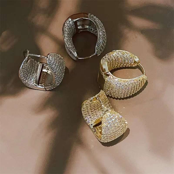Triangle Cubic Zirconia 18K Gold Anti Tarnish Hoop Earring Women Bulk Secondary image