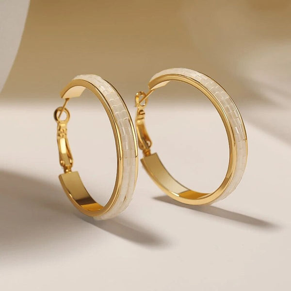 Simple Enamel Black 18K Gold Anti Tarnish Hoop Earring For Women Bulk Secondary image