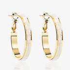 Simple Enamel Black 18K Gold Anti Tarnish Hoop Earring For Women Bulk
