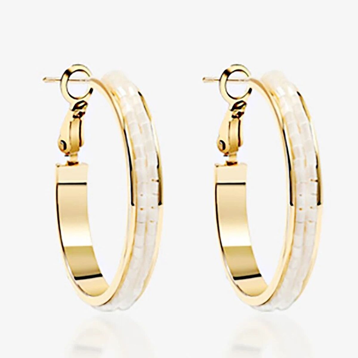 Simple Enamel Black 18K Gold Anti Tarnish Hoop Earring For Women Bulk