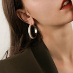 Simple Enamel Black 18K Gold Anti Tarnish Hoop Earring For Women Bulk