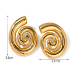 Spiral 18K Gold Stainless Steel Anti Tarnish Stud Earring Women Bulk