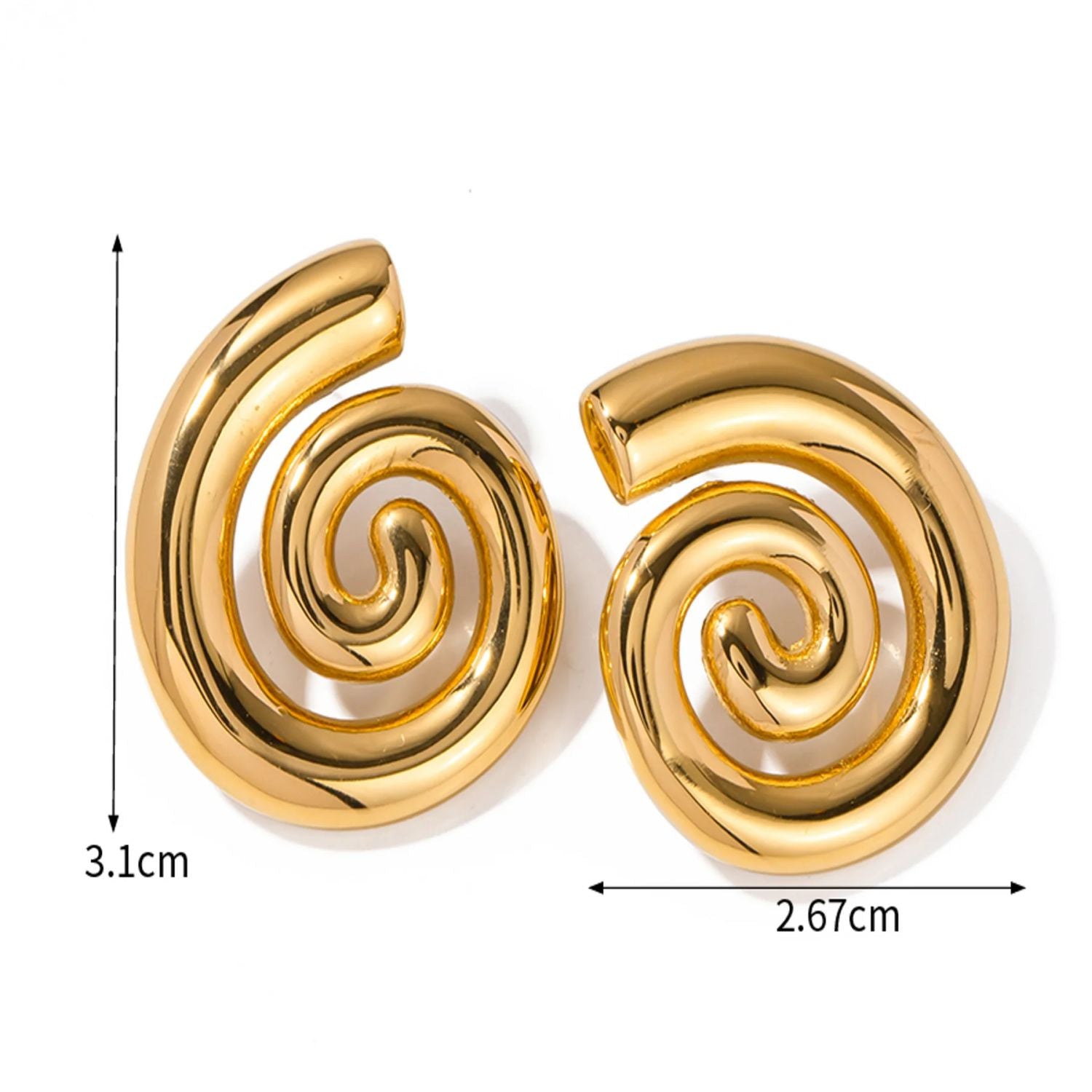 Spiral 18K Gold Stainless Steel Anti Tarnish Stud Earring Women Bulk