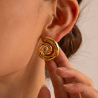 Spiral 18K Gold Stainless Steel Anti Tarnish Stud Earring Women Bulk