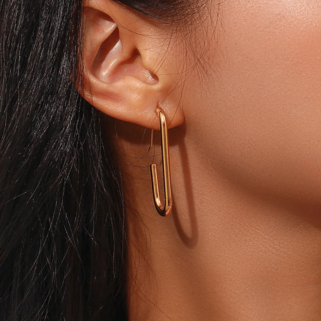 Simple Oval 18K Gold Stainless Steel Anti Tarnish Hoop Earring Bulk