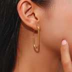 Simple Oval 18K Gold Stainless Steel Anti Tarnish Hoop Earring Bulk