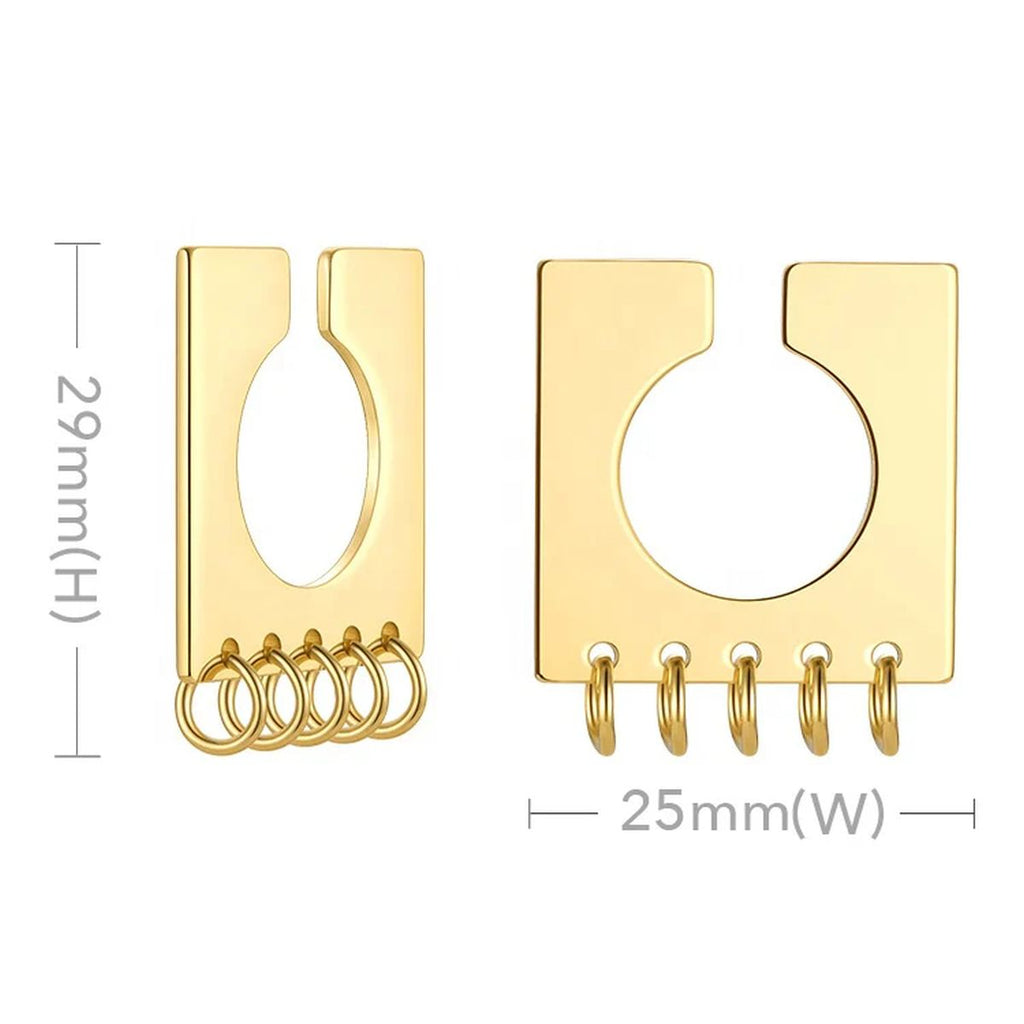 Square Round 18K Gold Brass Anti Tarnish Ear Cuff Earring Women Bulk
