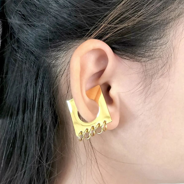 Square Round 18K Gold Brass Anti Tarnish Ear Cuff Earring Women Bulk Main image