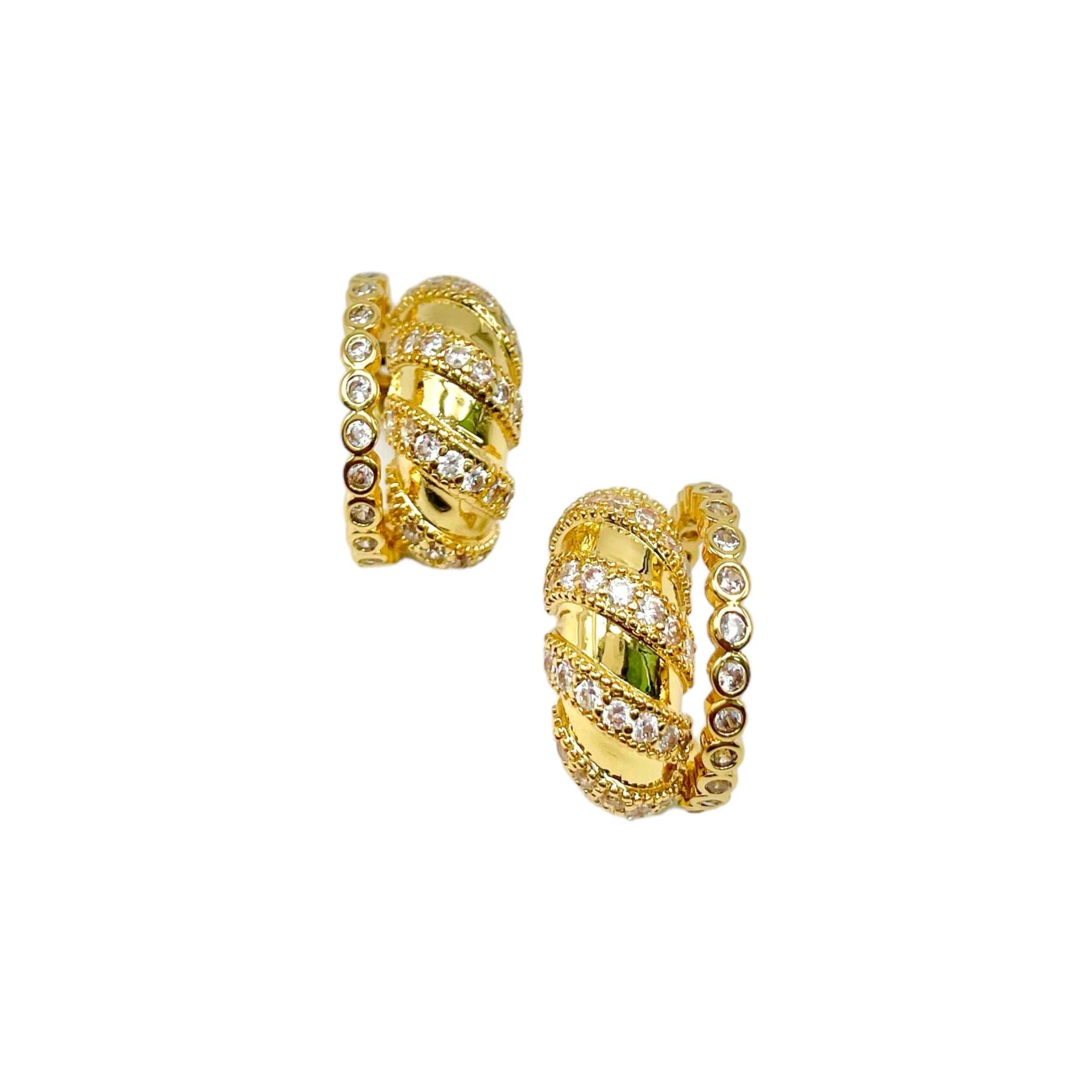 Tiny Cubic Zirconia 18K Gold Anti Tarnish Ear Cuff Earring Women Bulk