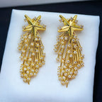 Star Filigree CZ 18K Gold Anti Tarnish Dangler Earring Bulk