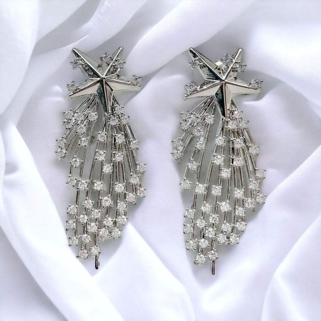 Star Filigree CZ 18K Gold Anti Tarnish Dangler Earring Bulk