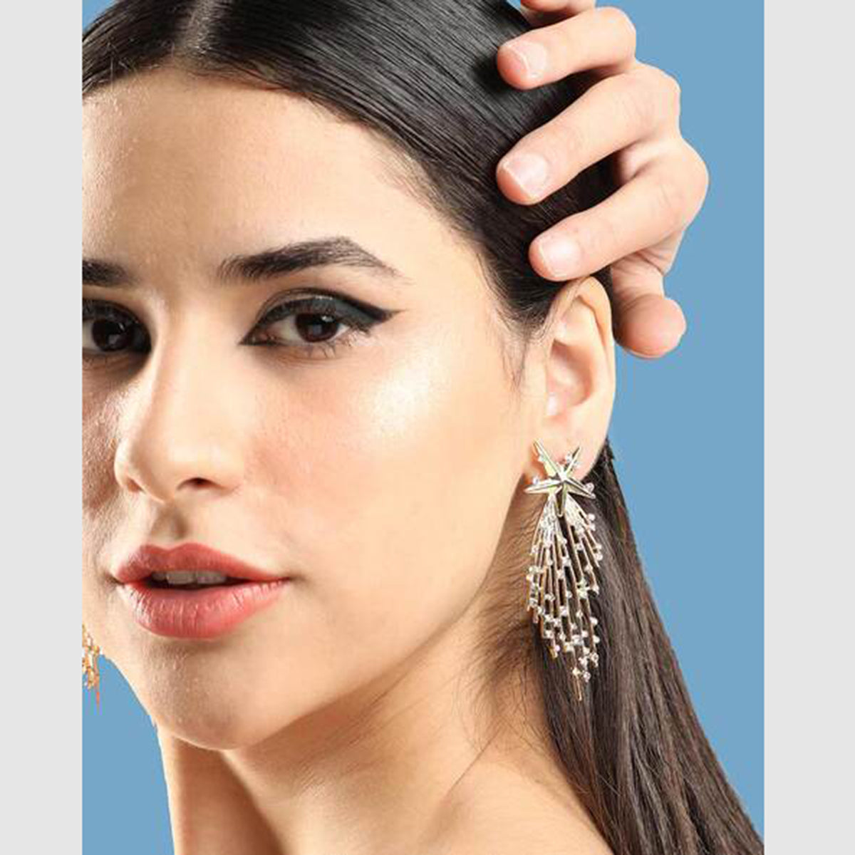 Star Filigree CZ 18K Gold Anti Tarnish Dangler Earring Bulk