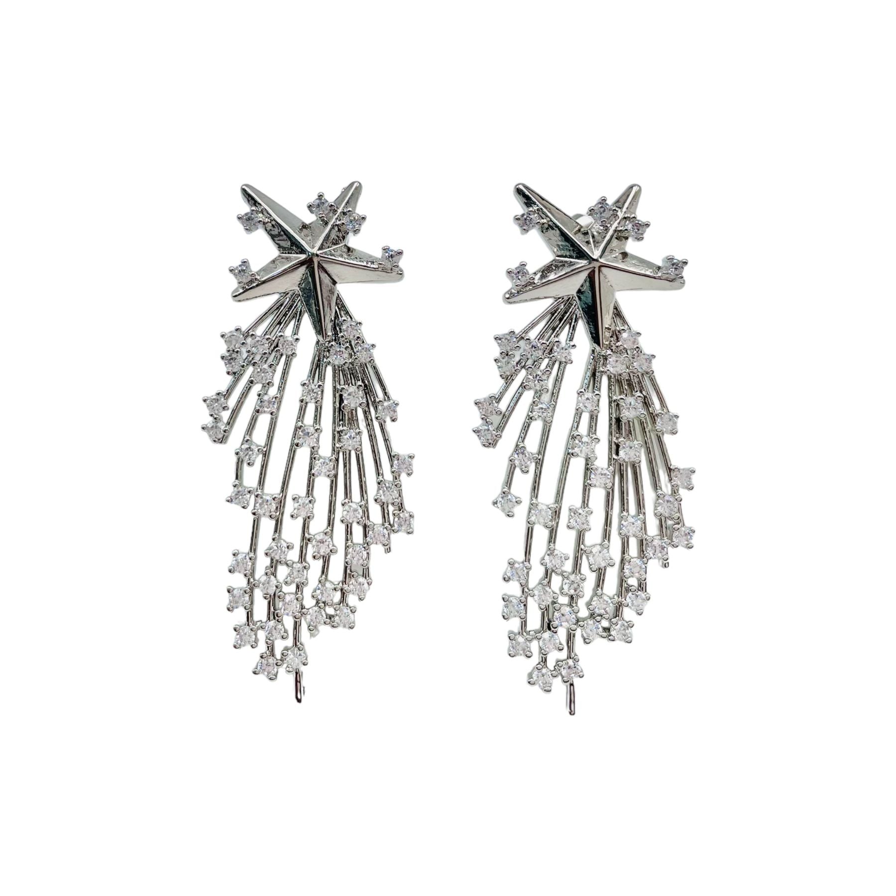 Star Filigree CZ 18K Gold Anti Tarnish Dangler Earring Bulk
