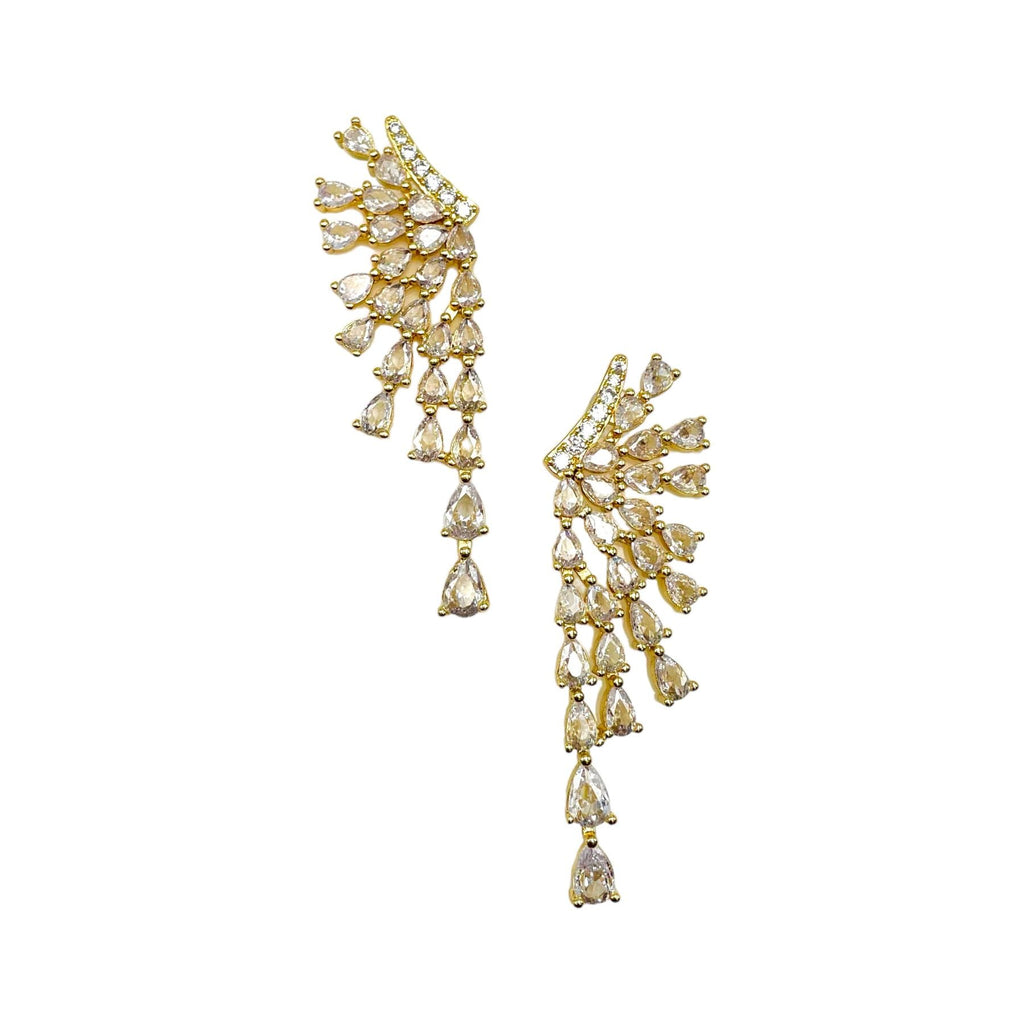 Pear Drop Solitaire CZ 18K Gold Anti Tarnish Dangler Earring Bulk