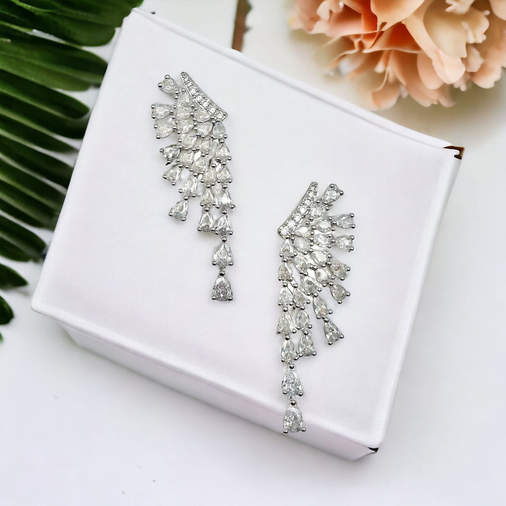 Pear Drop Solitaire CZ 18K Gold Anti Tarnish Dangler Earring Bulk