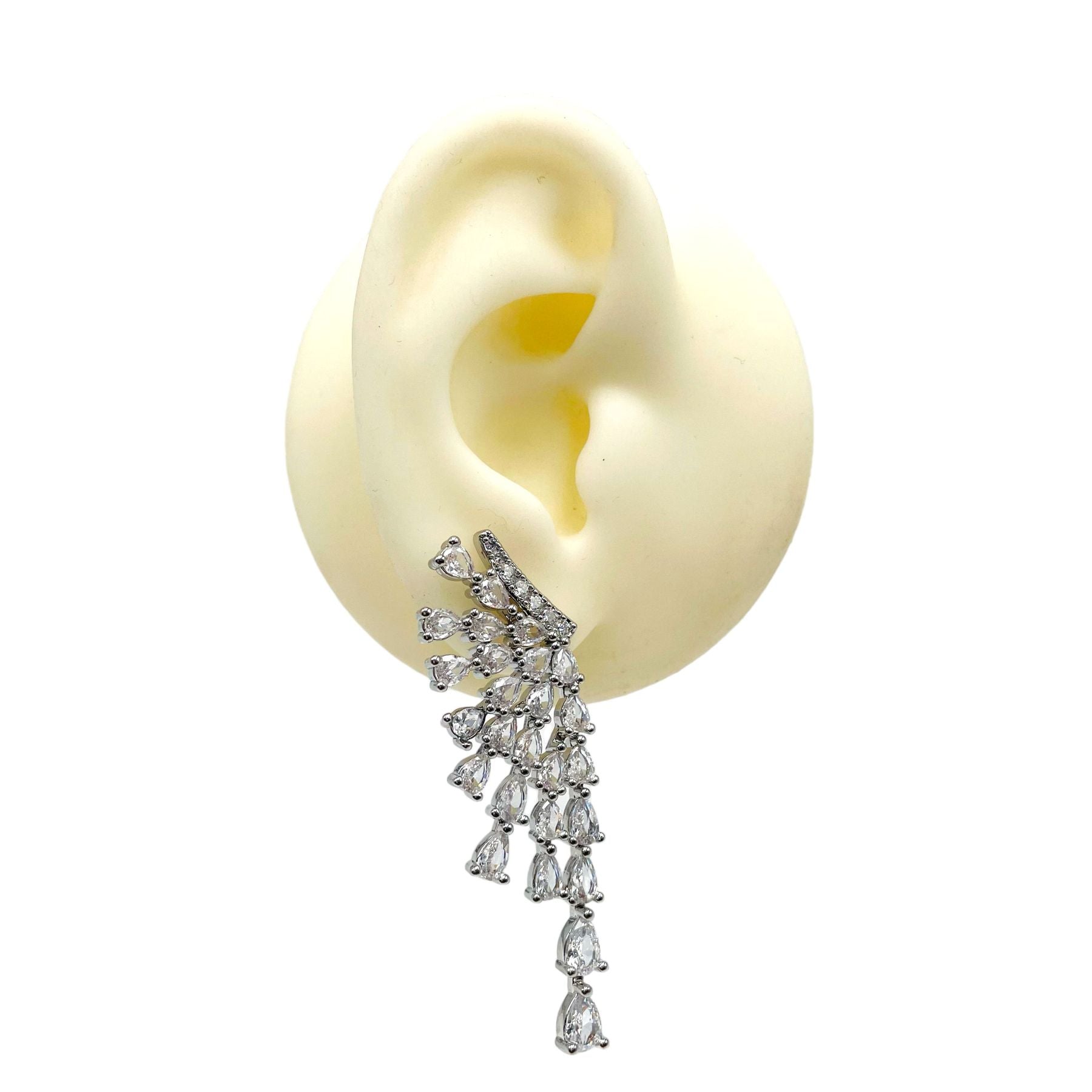 Pear Drop Solitaire CZ 18K Gold Anti Tarnish Dangler Earring Bulk