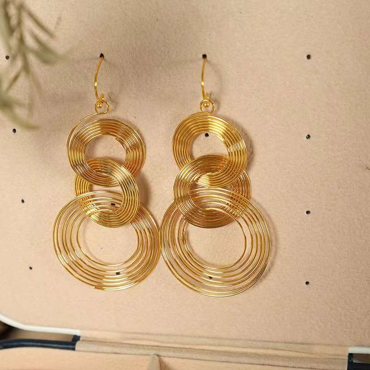 Join Ring 18K Gold Anti Tarnish Dangler Earring For Women Bulk