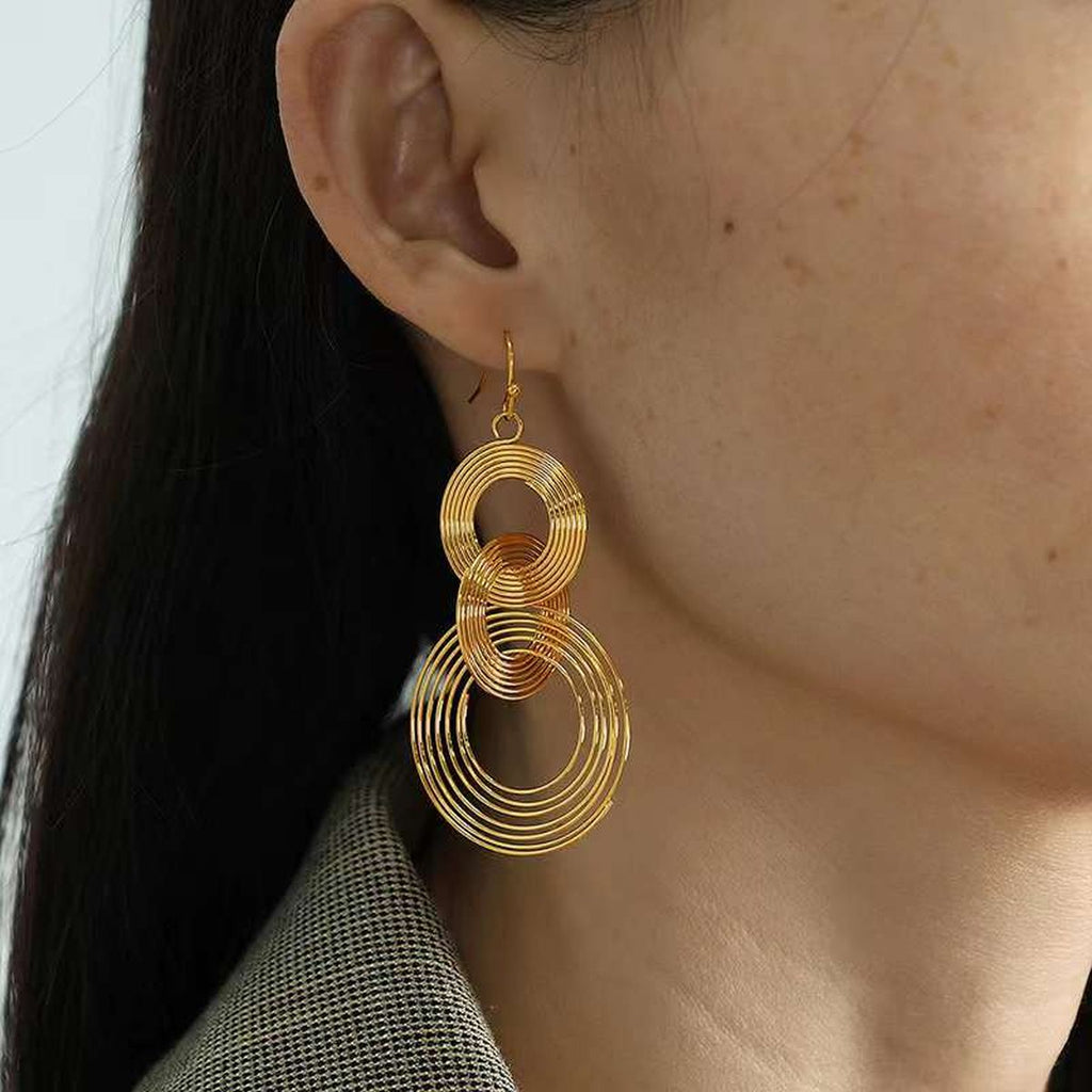 Join Ring 18K Gold Anti Tarnish Dangler Earring For Women Bulk
