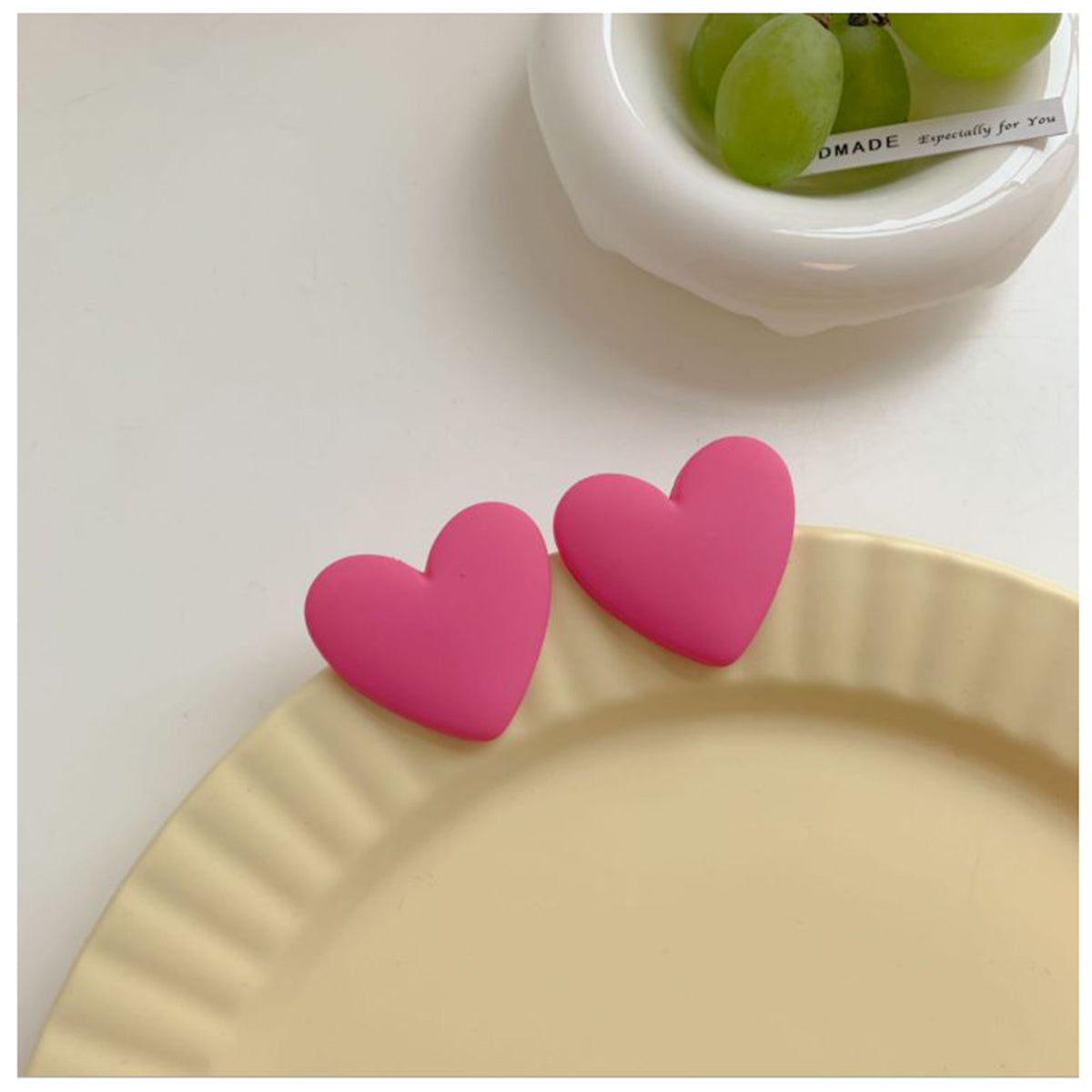 Heart Pink Silver Acrylic Anti Tarnish Stud For Women Bulk Main image