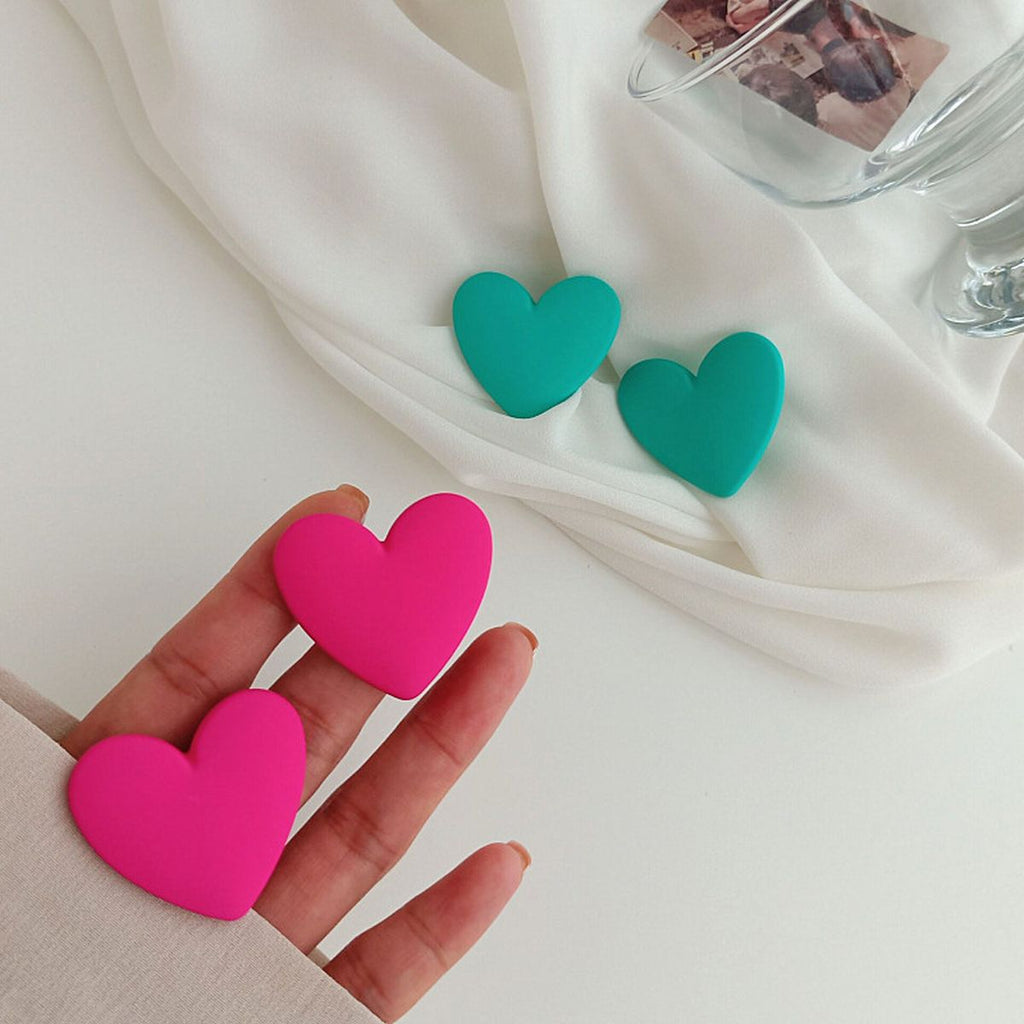 Heart Pink Silver Acrylic Anti Tarnish Stud For Women Bulk