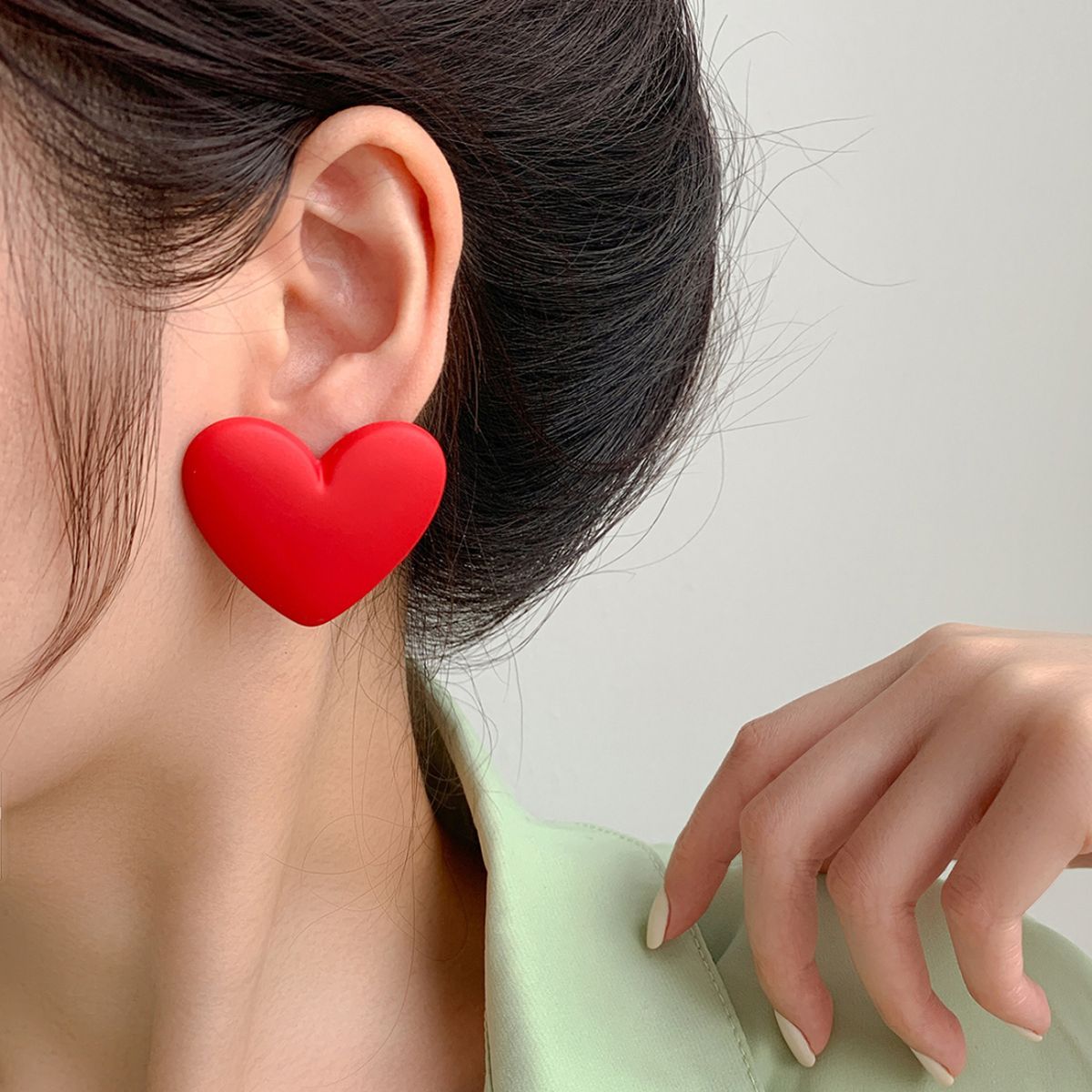 Heart Pink Silver Acrylic Anti Tarnish Stud For Women Bulk