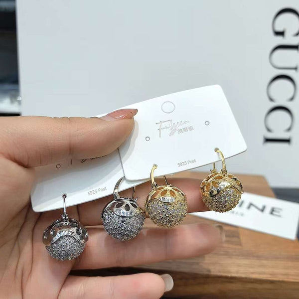 Ball Flower Cubic Zirconia 18K Gold Anti Tarnish Ball Hoop Women Bulk Secondary image