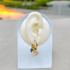 Heart Charm Enamel Stainless Steel Multi 18K Gold Anti Tarnish Dangler Hoop Earring For Women