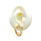 Dented Pearl White 18K Gold Anti Tarnish Stud Dangler Earring Bulk
